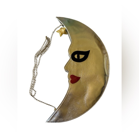 Charlotte Olympia Lunatic Man in the Moon Silver Crossbody Clutch RARE New - Picture 2 of 7